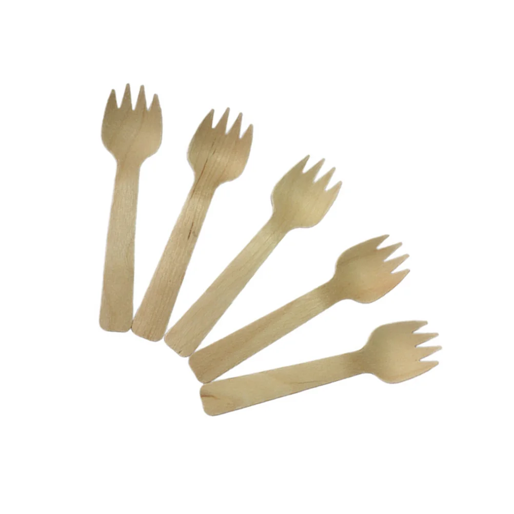 

100pcs Wooden Wood Spork Tableware Party Supplies for Cake Dessert fork supplies