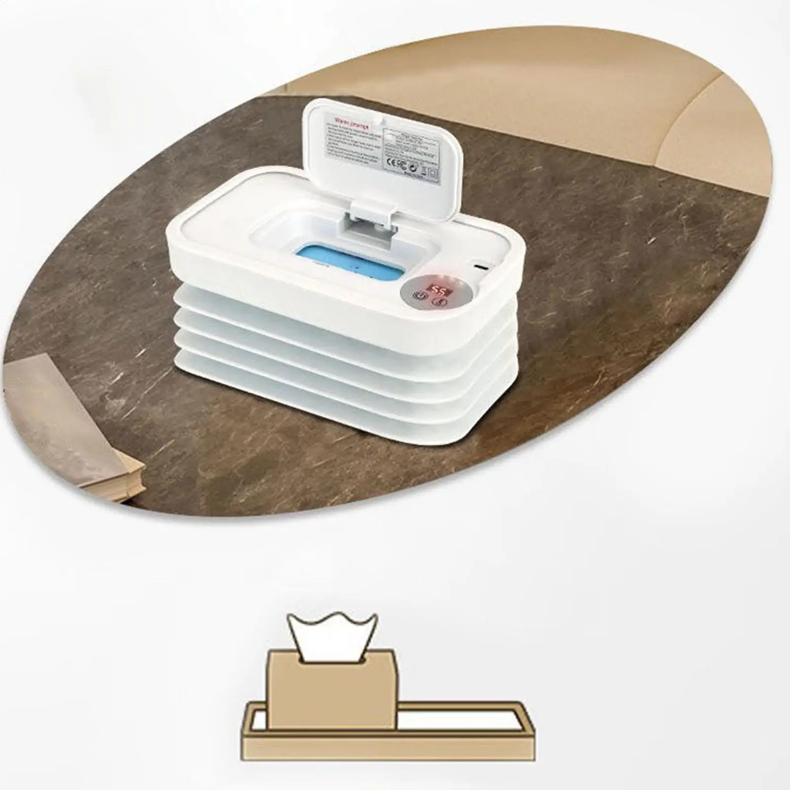 

Baby Wipe Warmer Foldable Wipe Warmer Dispenser For Home USB Charging Baby Supplies For Camping Car Travel Road Trips