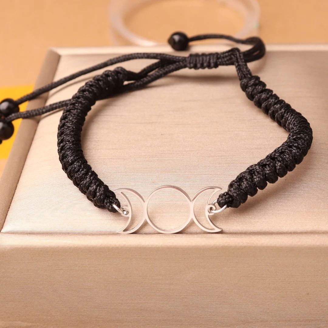 Dreifache Mondgöttin Sonnen-Pentagramm Edelstahl Hekate Armband Hexen-Luna-Armband Schmuck Esoterik und Hexerei – Detail 8