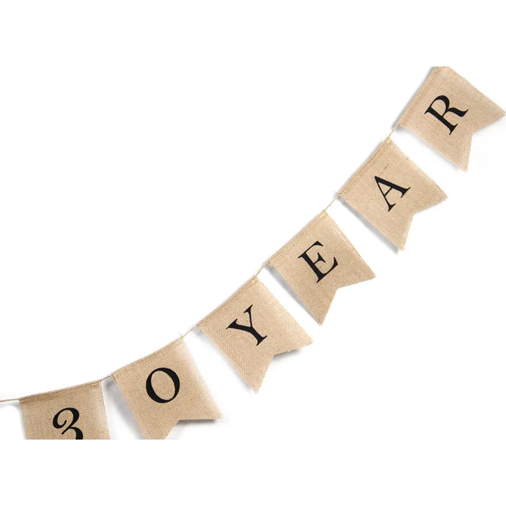 

Vintage Rustic Hessian Bunting Banner 15x13x1cm Cheers to 30 Years Perfect for Weddings Parties Party Decor Hessian Bunting