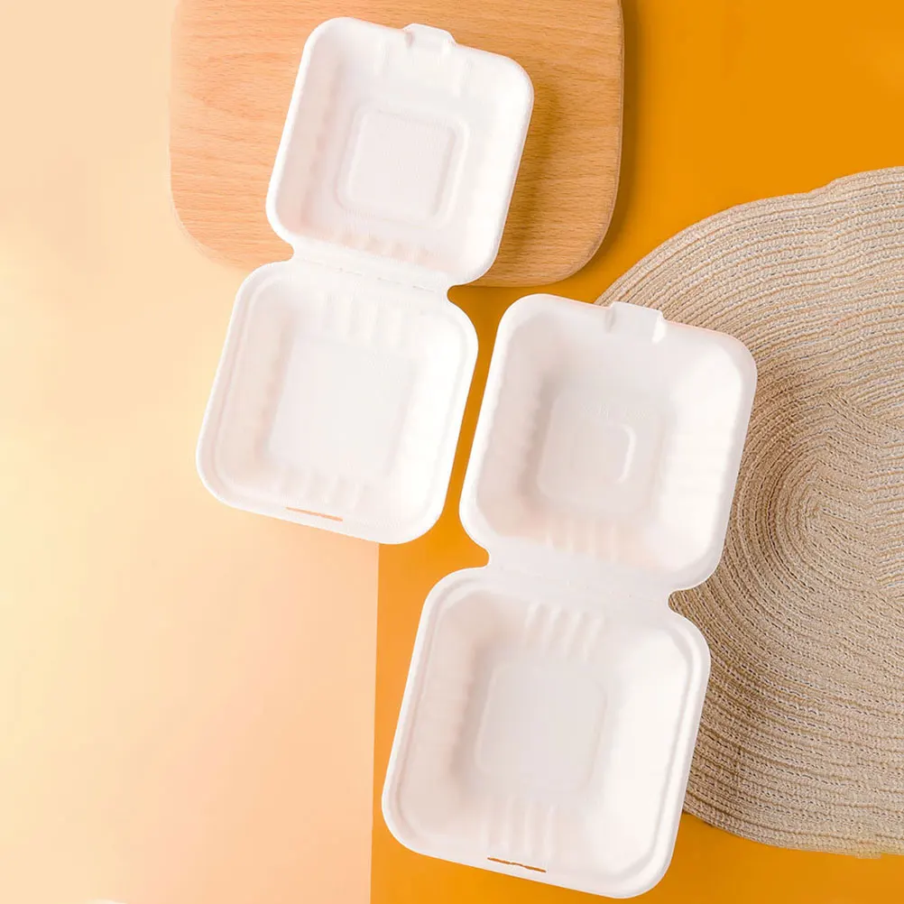 

20 Pcs Disposable Food Boxes Biodegradable Clamshell Containers for Takeout Fruit Storage BBQ Packing Lunch Salad Kitchen Bar
