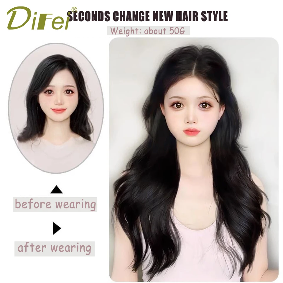 DIFEI Micro-curly Ponytail Synthetic Wig Ear Rabbit Double Ponytail Small Grip Ultra-light Natural Fluffy Ponytail