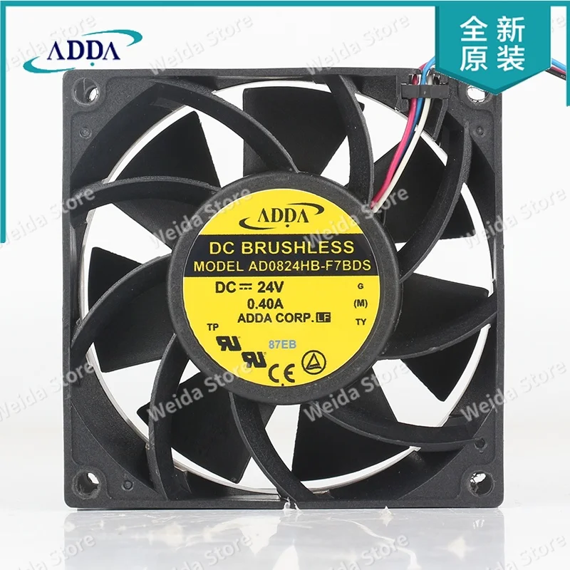 Cooling fan Original ADDA 5V 12V 48V DC 24V 0.40A 8038 8CM 4-wire speed regulating PWM converter AD0824HB-F7BDS