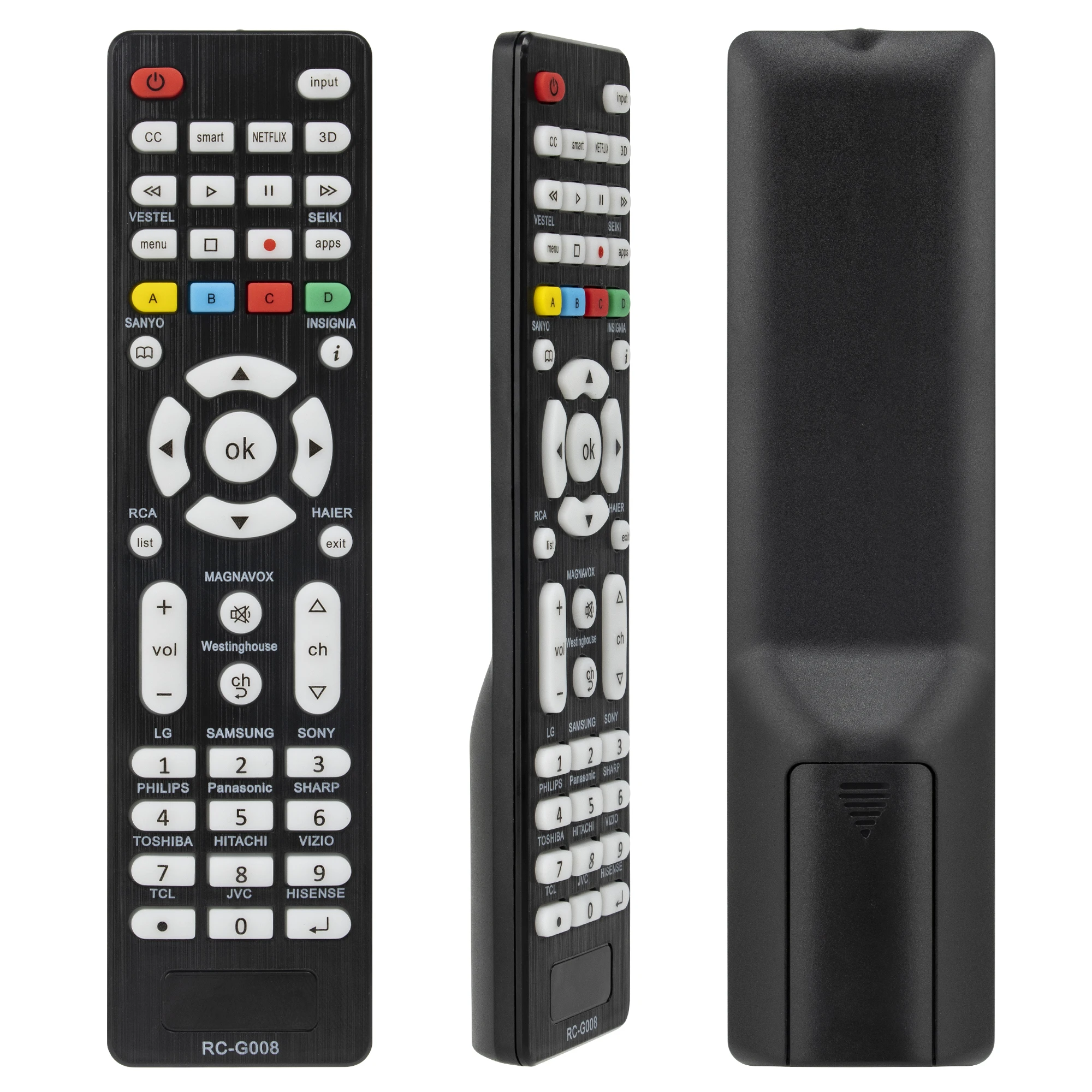 جهاز تحكم عن بعد بديل RC-G008 عالمي للتلفزيون الذكي وسامسونج وسوني هايسنس TCL شارب فيليبس JVC وستنجهاوس مع إضاءة خلفية