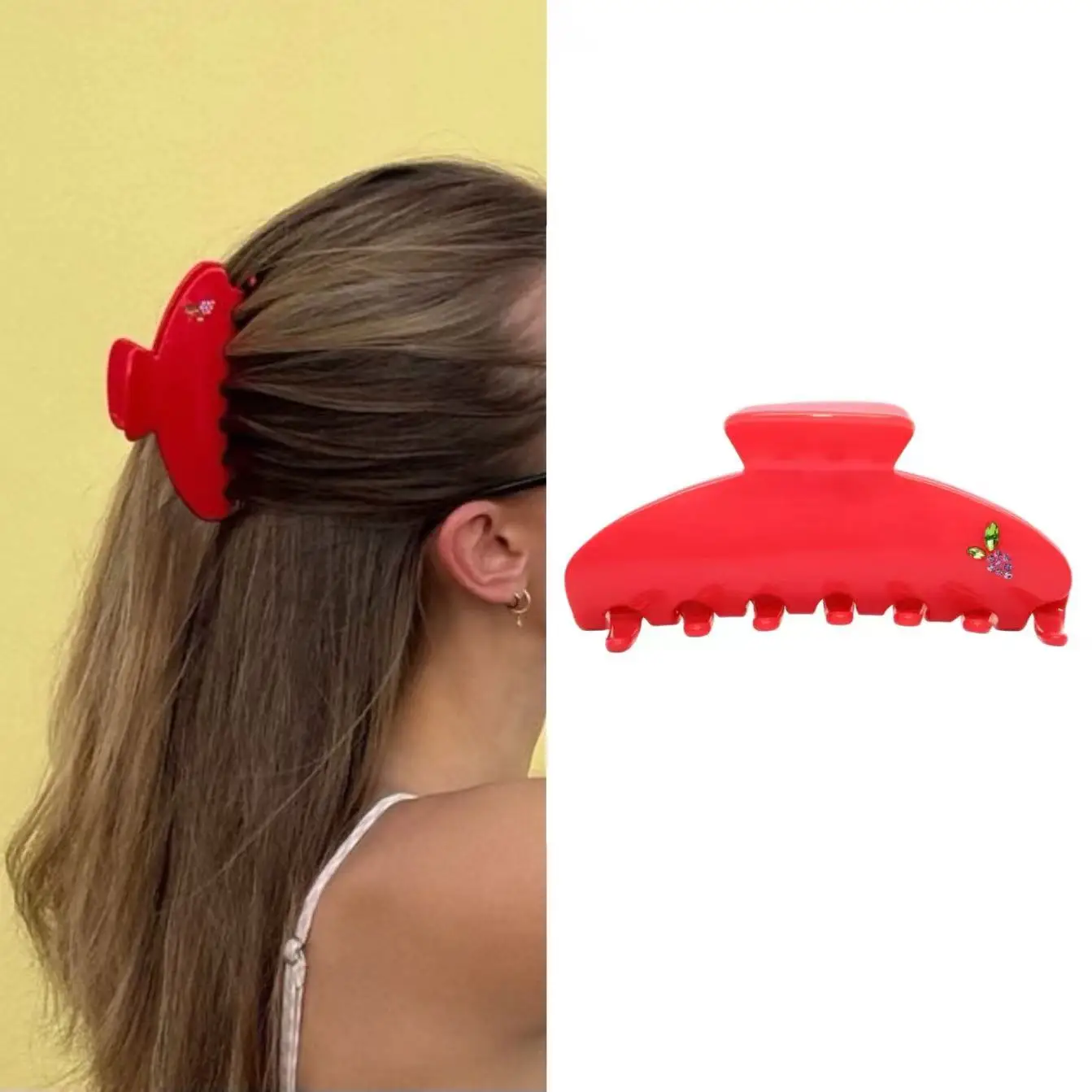 

Crystal Rhinestone Purple Red Color Big Size Hair Clip Dopamine Korean Clip Acetate Hair Accessories Women Girls Hair Jewelry