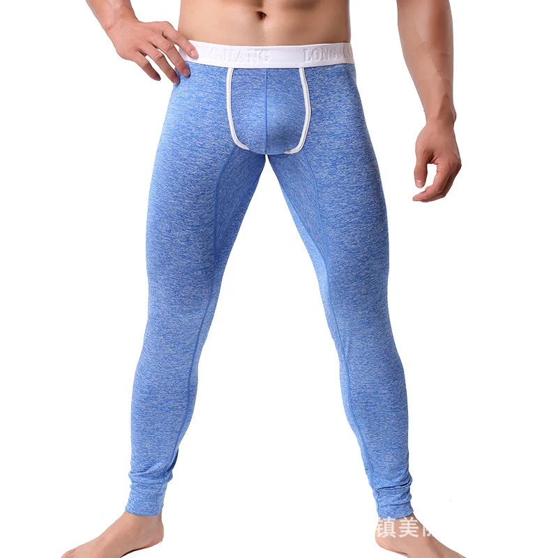 Calças boxer convexas em U masculinas, perneiras sensuais finas, calças térmicas juvenis, pijama, fundo de sono longo, elegante, novo, inverno