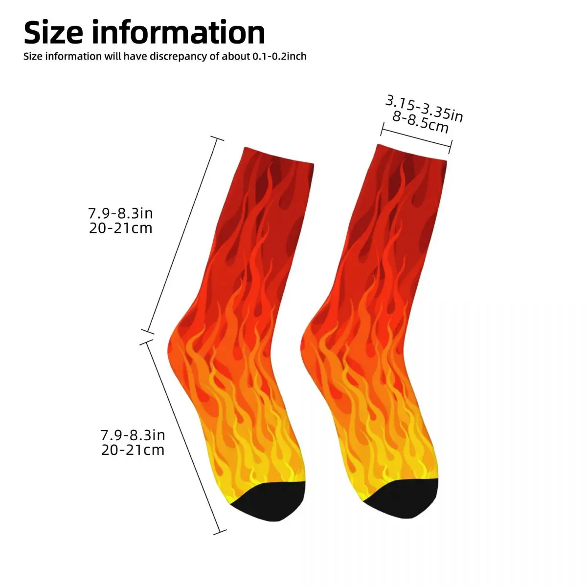 Red Orange Yellow Socks Burning Flames Korean Stockings Autumn Anti Sweat Ladies Socks Breathable Pattern Skateboard Socks