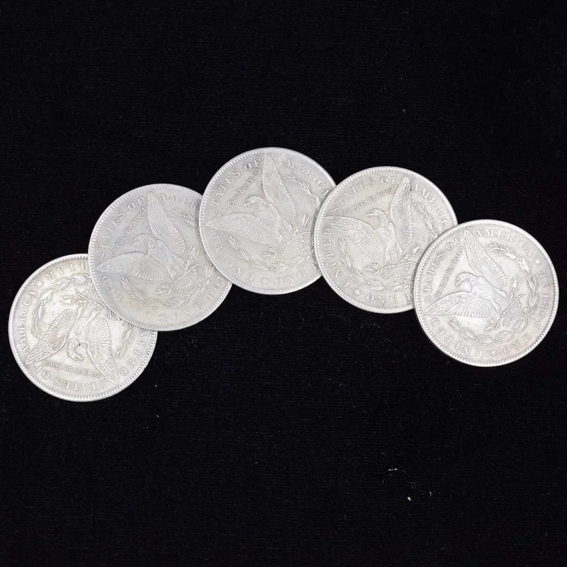 5pcs Steel Morgan Dollar (3.8cm dia) Magic Tricks Magician Props Accessorie Used Appearing/Disappearing Coin Magie Illusions