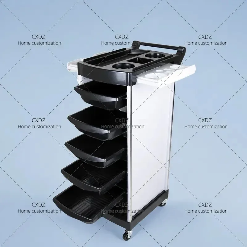 5 Tier Hair Salon Trolley Barber Shop Tool Cart with Large Capacity Drawers for Perm Dyeing Storage Mobile Beauty Station