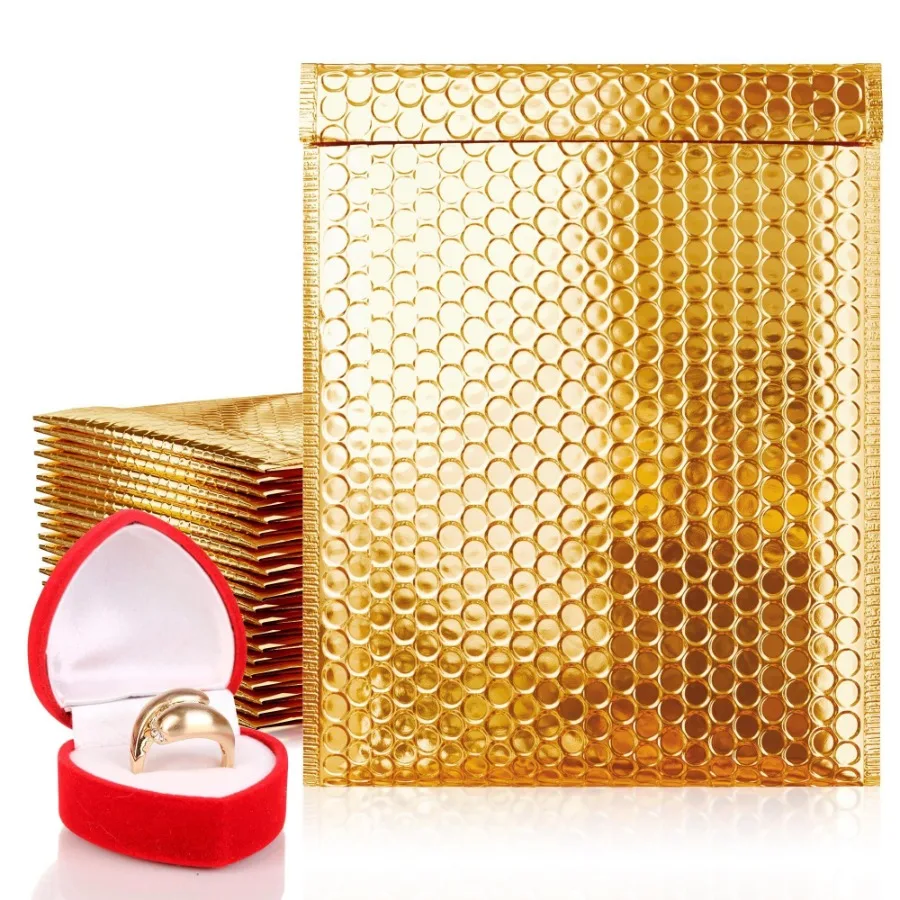 

Gold Metallic Bubble Mailers 8.5 x 13 Inches. 10 Pack Poly Mailers Metallic. Opaque Bubble Mailers Metallic with SelfSeal Closu