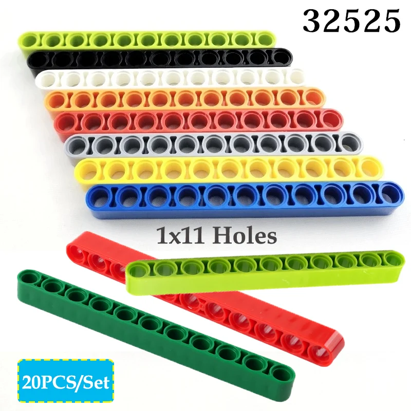 

20Pcs/lot 32525 Thick Technology Building Blocks Parts 1x11 Holes Liftarm Assembles Car Educational MOC Bricks Toys Accessories