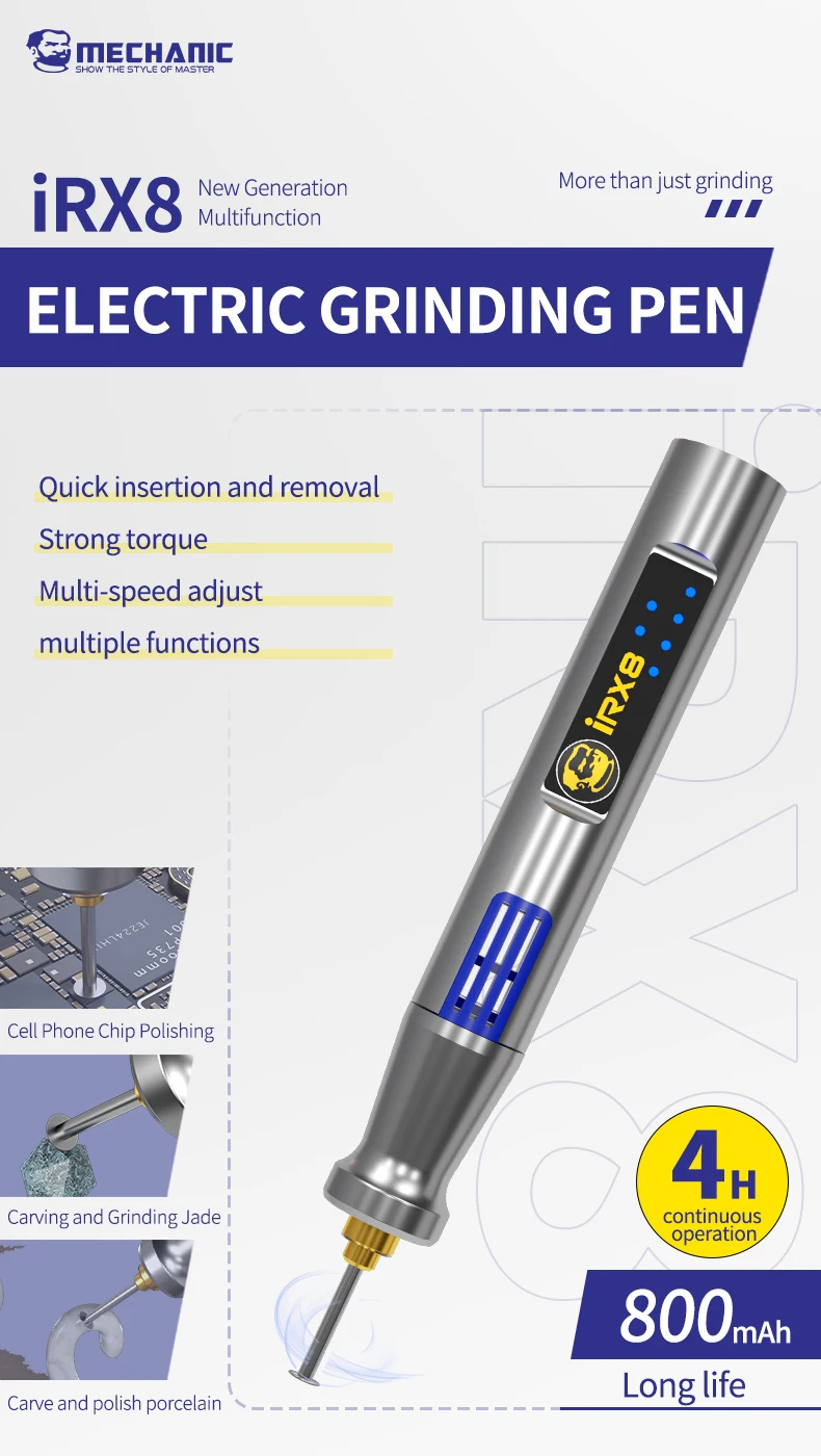 【MECHANIC】 iRX8 Multi-function Electric Polishing Pen for Mobile Phone Repair Motherboard PCB IC CPU Cutting Polishing Pen Tool