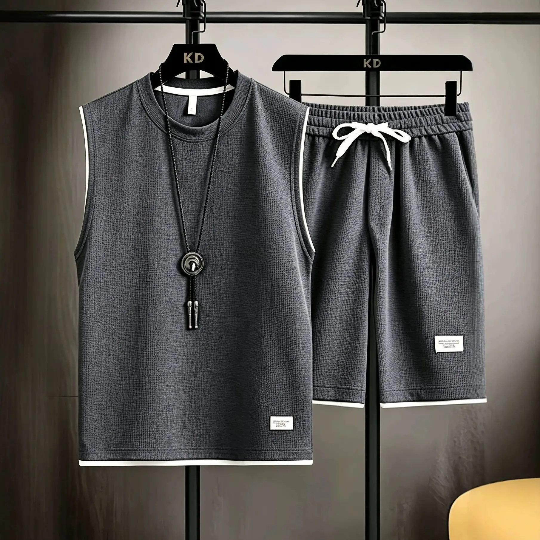 Ensemble de vêtements de sport pour homme, été, haute qualité, jogging, gym, maille respirante, séchage rapide, style décontracté, gilet + short, ensemble 2 pièces, 3XL