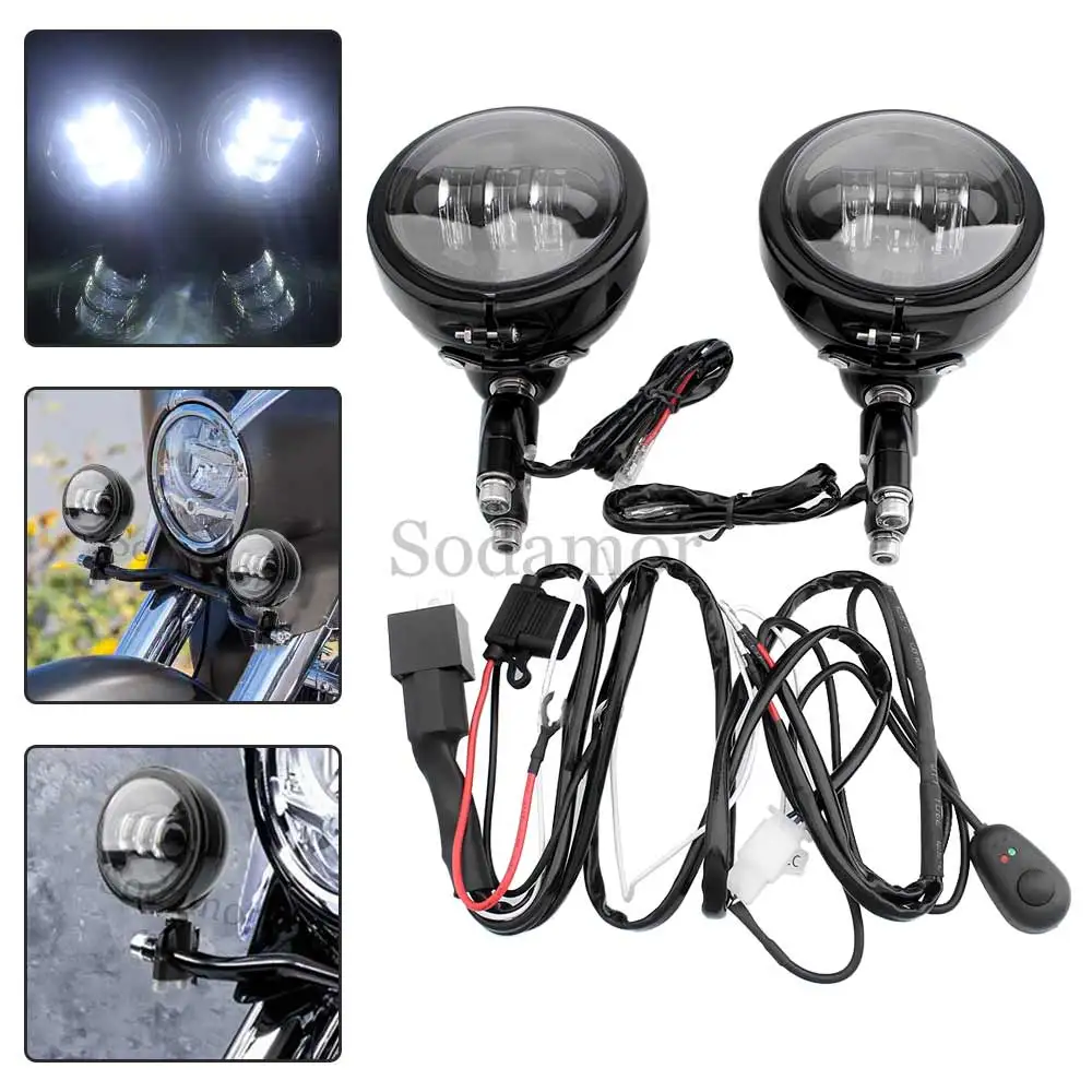 4.5'' Motorcycle Accessories Black Fog Lights LED Auxillary Headlight Fit For BMW R 18 B R18B R18 Transcontinental 2021-2024