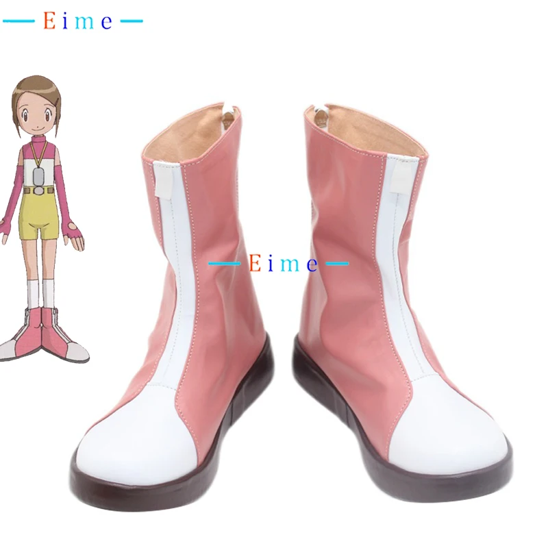 Yagami Hikari Cosplay Shoes Kari Kamiya Hikari Cosplay Props Anime PU Leather Shoes Halloween Carnival Boots Custom Made