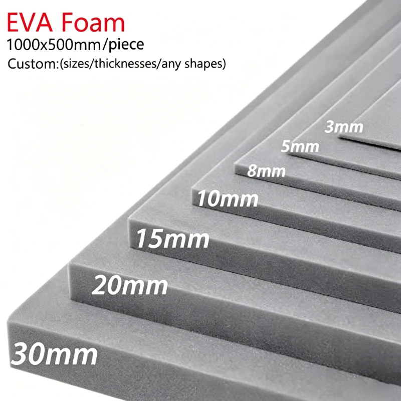 100x50cm EVA Foam Sheets Sound-absorbing Foam Board Gray Thick EVA Rubber Plate Handmade Model Making Cosplay Thickness 3/5/10mm