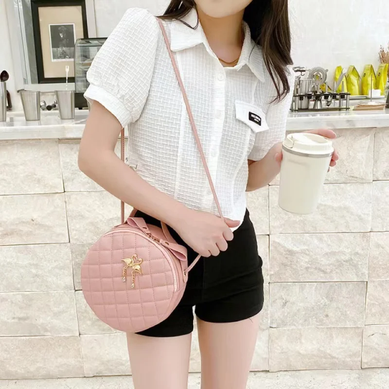 Women Leisure Handbag Designer Senior Messenger Bag Circular Fashion Women's Shoulder Bag PU Leather Solid Color Embroidered Bag