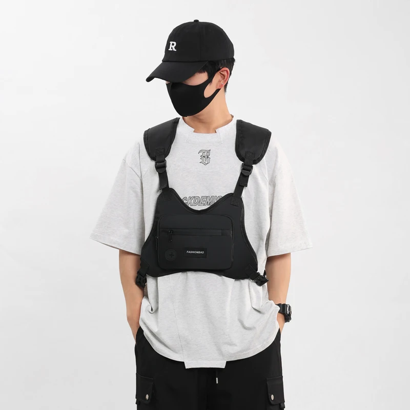 Vast Bag Waist Pack Hip Hop Streetwear Large Capacity Sports Casual Tactical Chest Bags for Men Lightweight Nylon Rucksack