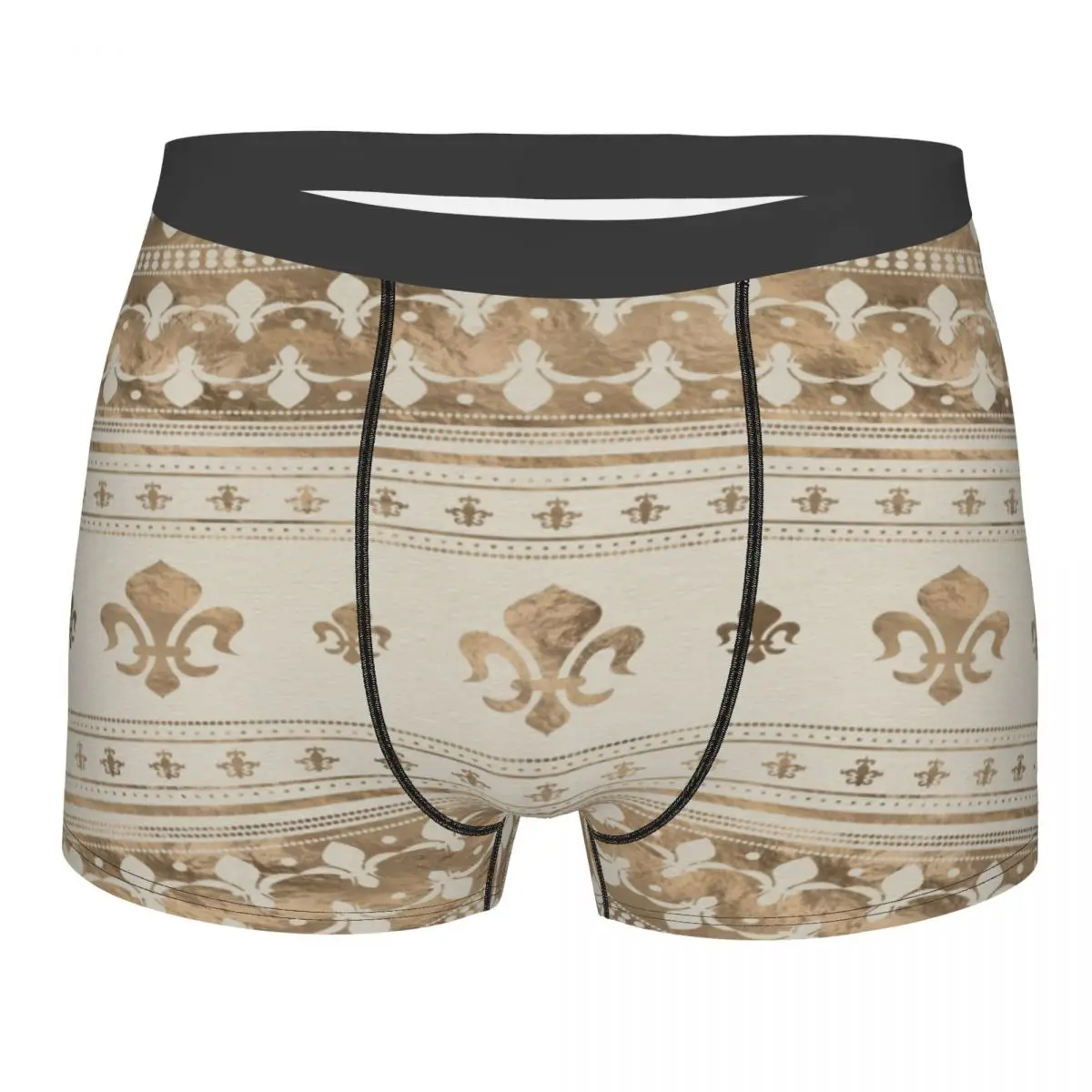 Custom Luxury Royal Golden Fleur De Lis Lily Flower Boxers Shorts Men Ancient Symbol Briefs Underwear Cool Underpants