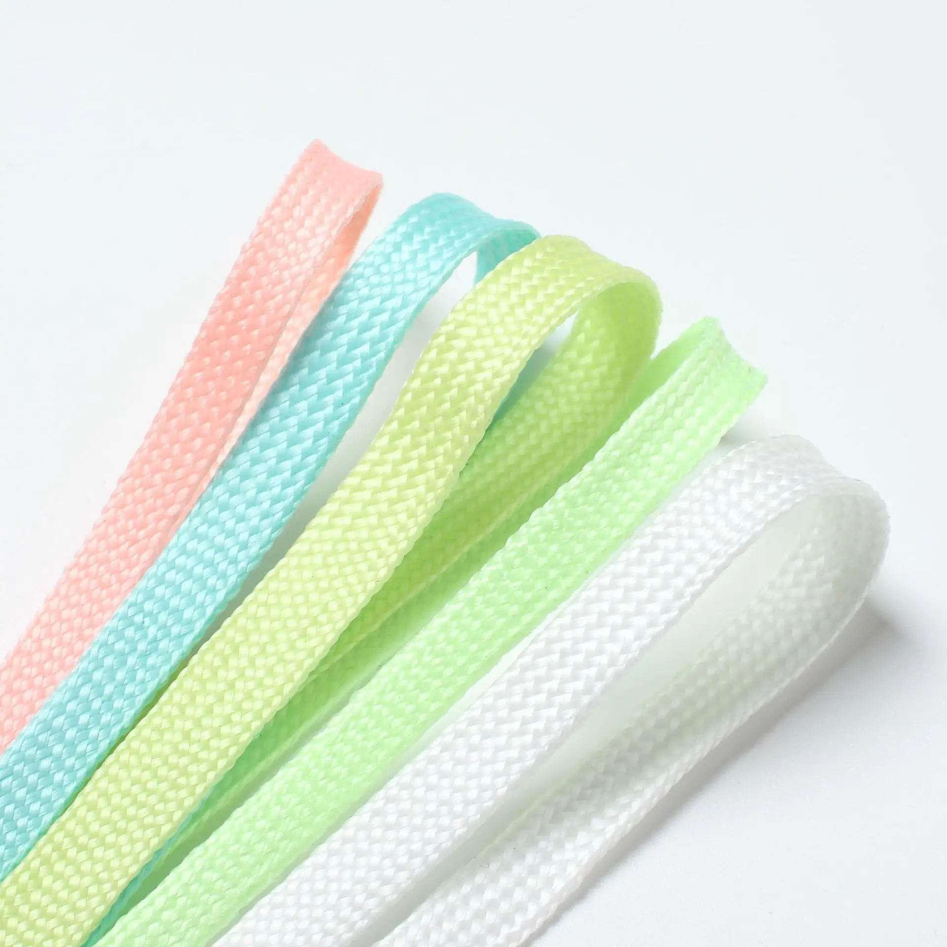 2pcs Fluorescent luminous shoelaces, flat sports shoelaces, woven straps, small white shoes