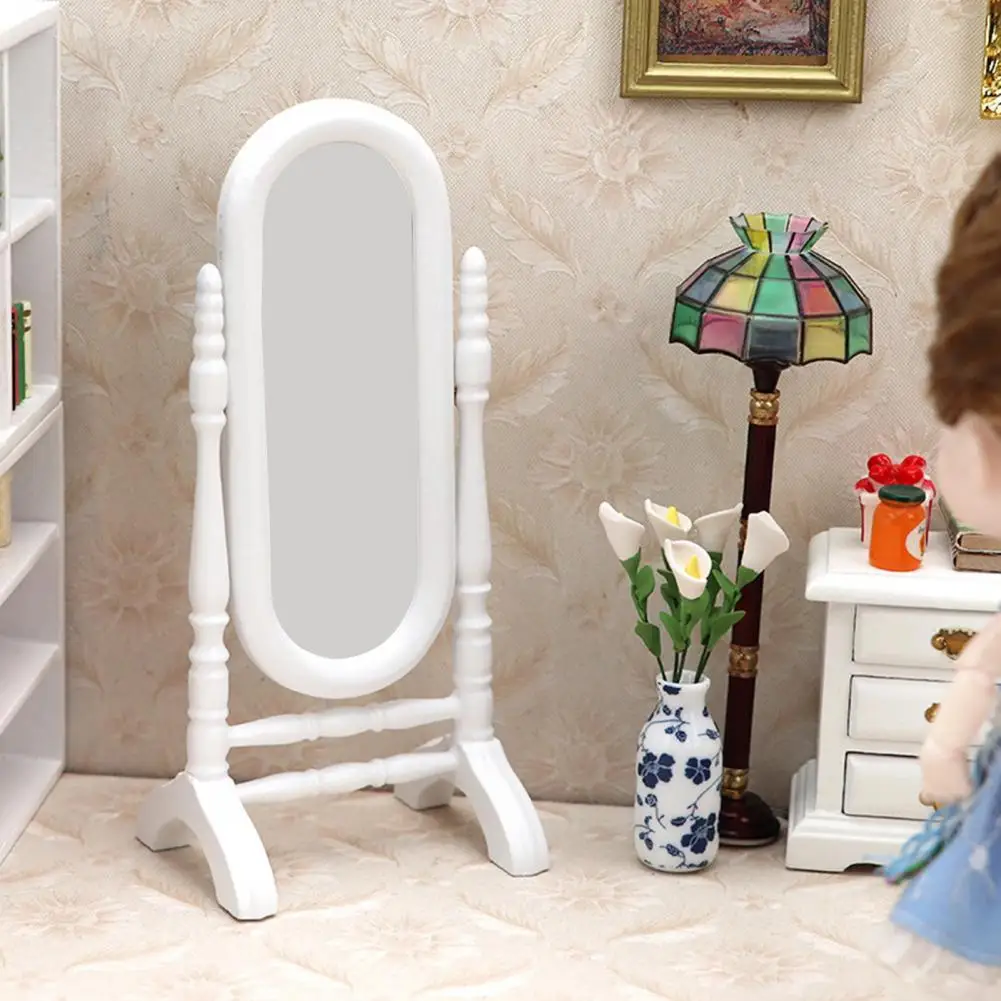 Mini Mirror Compact Solid Color Miniature Mirror Dollhouse Simulation Floor Mirror for Decoration Dollhouse Mirror