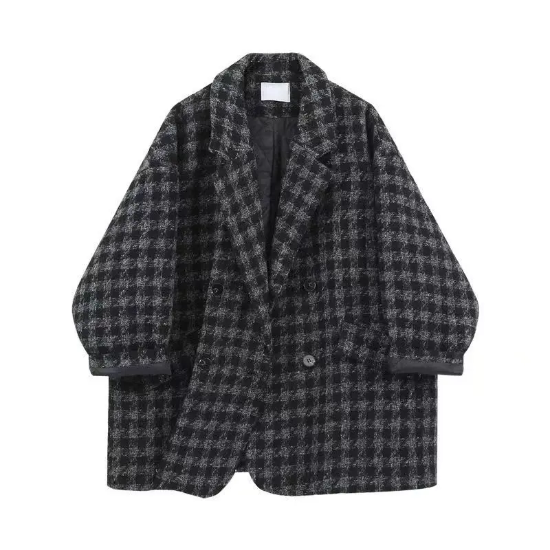 Autumn and Winter Fashion Women\'s Set New Korean Checkered Coat Versatile Jeans High Grade and Age Reducing Three Piece Set