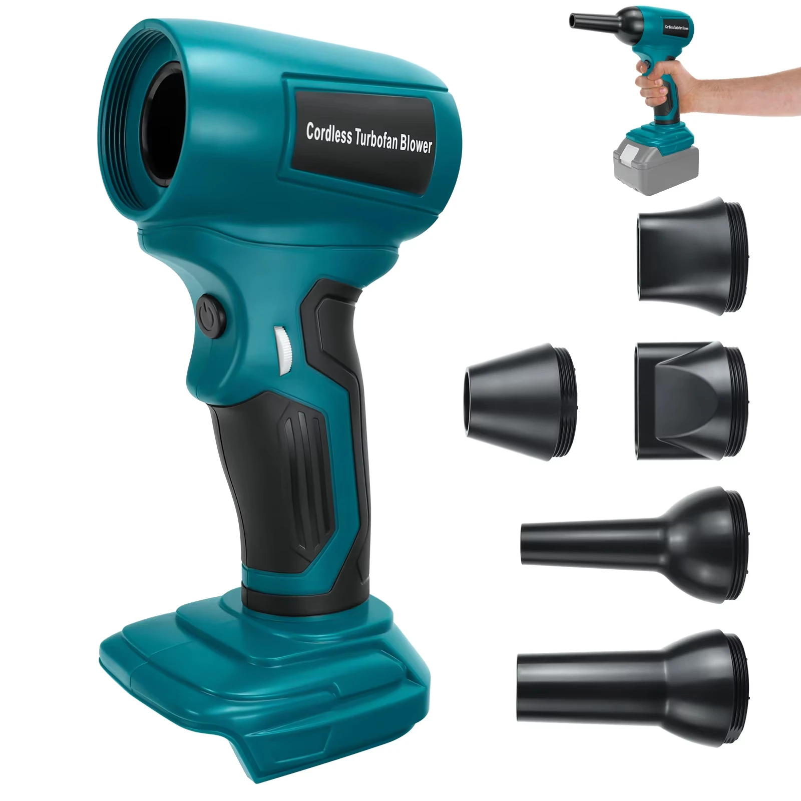 Pour batterie Li-ion Makita/Bosch/Dewalt/Milwaukee/Ryobi18-20V réglable, buse gratuite, ventilateur Turbo à Jet Portable