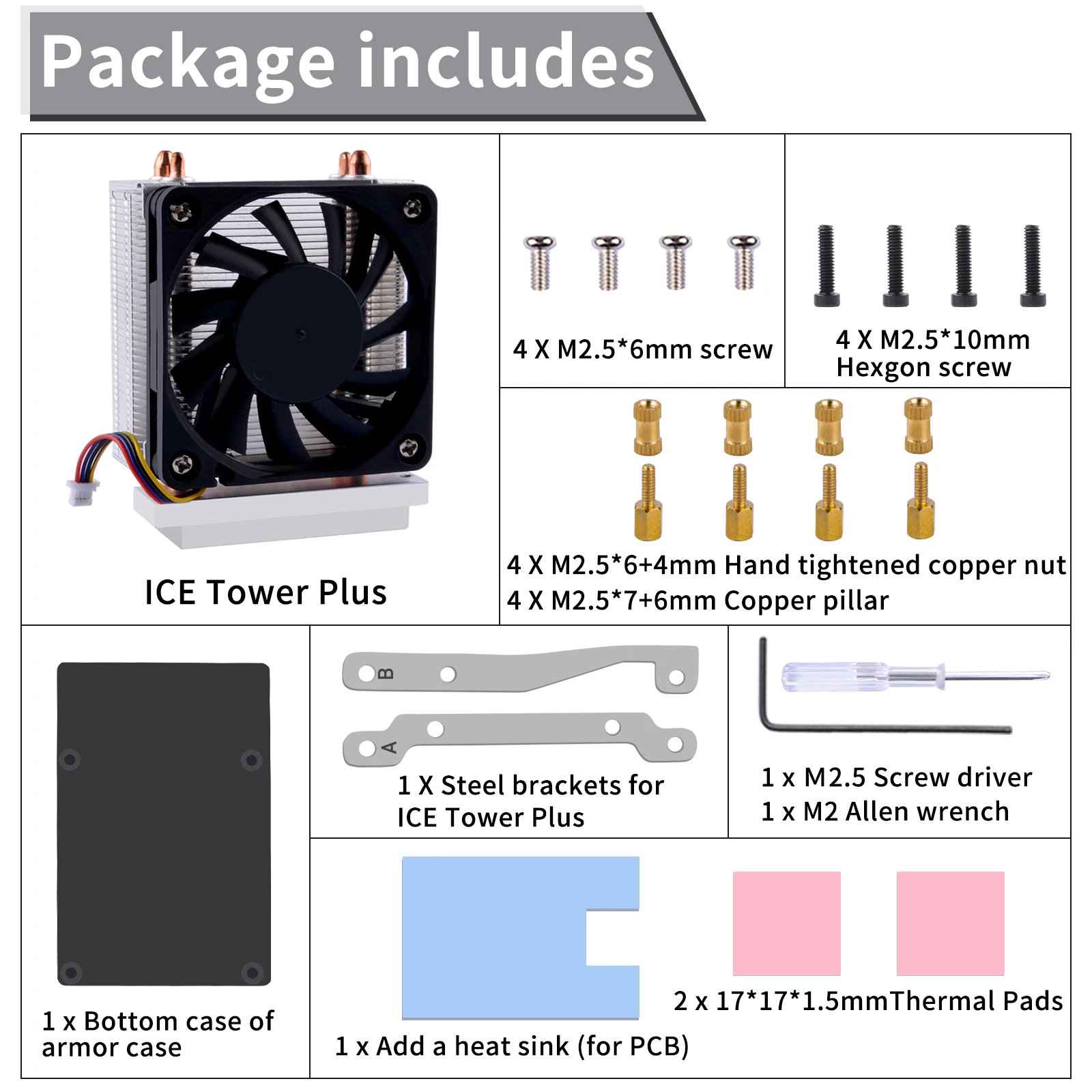 Imagem -06 - Raspberry pi Ice Tower Plus Cooler Tubo de Cobre Duplo Dissipador para Raspberry pi 52pi