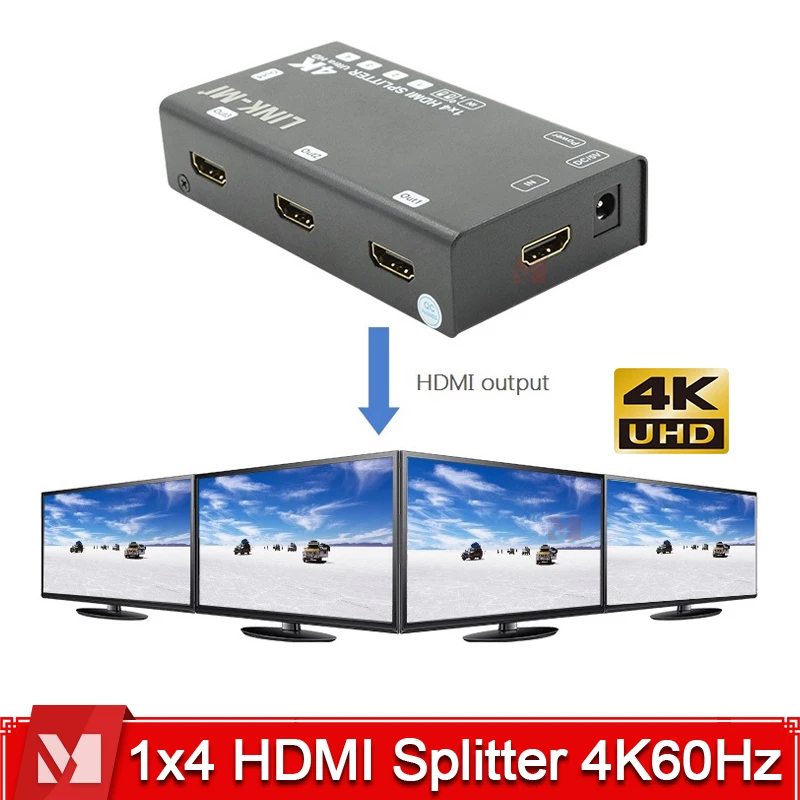 1x8 1x4 1x2 HDMI 2.0 Splitter Support 4K2K@60Hz YUV 4:2:0 EDID HDCP 3D 1 in 4 out UHD Video Audio Splitter