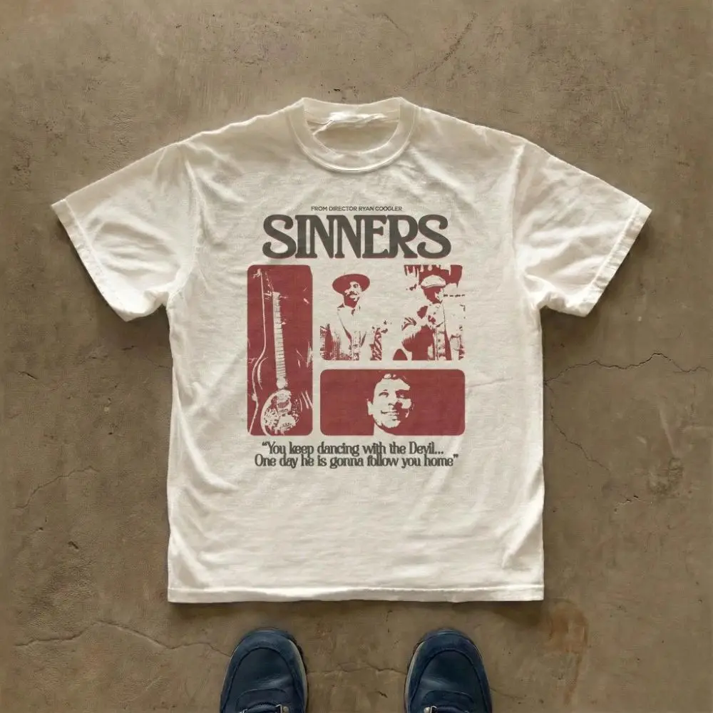 90s Film Tee Sinners Movie Vintage Poster T-shirt Y2k Vintage Tee Casual Loose Short Sleeve Print O Neck Clothing Unisex