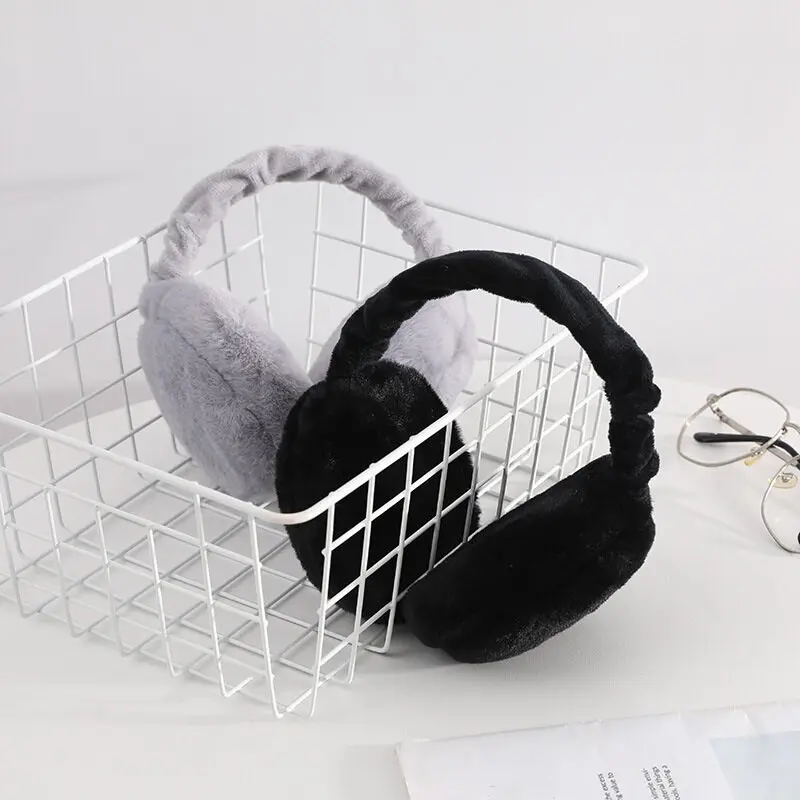 Fashion Autumn Winter Earmuffs Women Men Ear Warmer Plush Solid Color Adjustable Foldable Ear Muffs Earflap Earmuffs