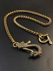 21 ins retro Brass spring snap new pattern Dragon belt Hook Key Fob Clip Keychain Key Ring Wallet snake Chain