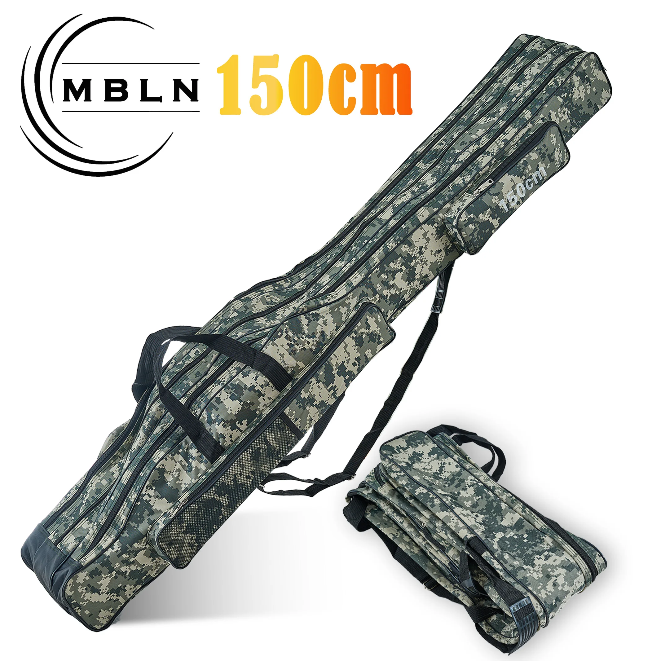 

MBLN 3 Layers Fishing Pole Bag,Portable 3 Layers Oxford Folding Rod Carry Case,Fishing Reel Tackle Storage Bag Case