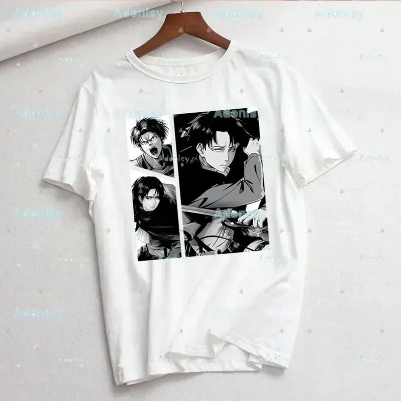 リヴァイ・アッカーマン-アイ・アタック・オン・タイタン-アニメ-tシャツ-半袖-ラウンドネック-ユース-ファッション-スタンダードフィット-メンズ-レディース-衣類