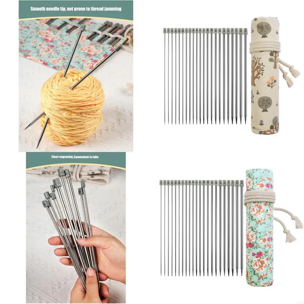 

97BA 11Pair of Single Pointed Head Knitting Needle Stainless Steel Single Pointed Knitting Needle for Knitting Hobbyist