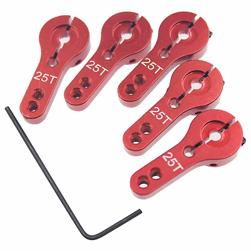 DELAM-24Pcs 25T Servo bocina de aluminio M3 roscas brazo de dirección Servos de alto par piezas de motores RC coche avión barco