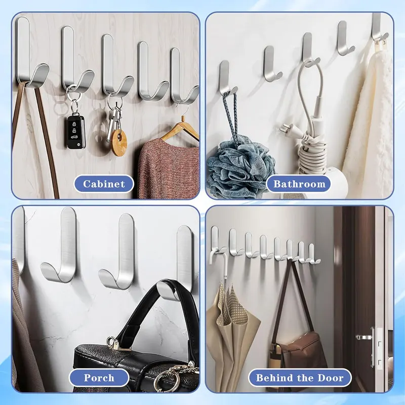 Stainless Steel Adhesive Wall Hooks 6