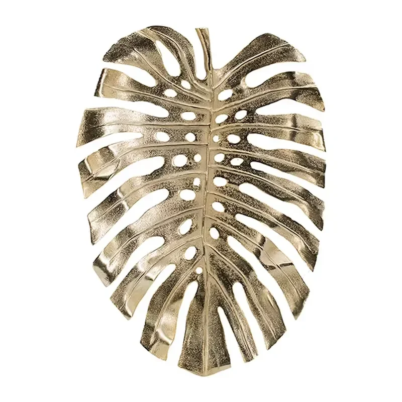 Golden Brass Metal Tray 24.8x17.3x2 Inch Turtle Bamboo Leaf Design Elegant Wall Decor Art Piece for Living Room Home