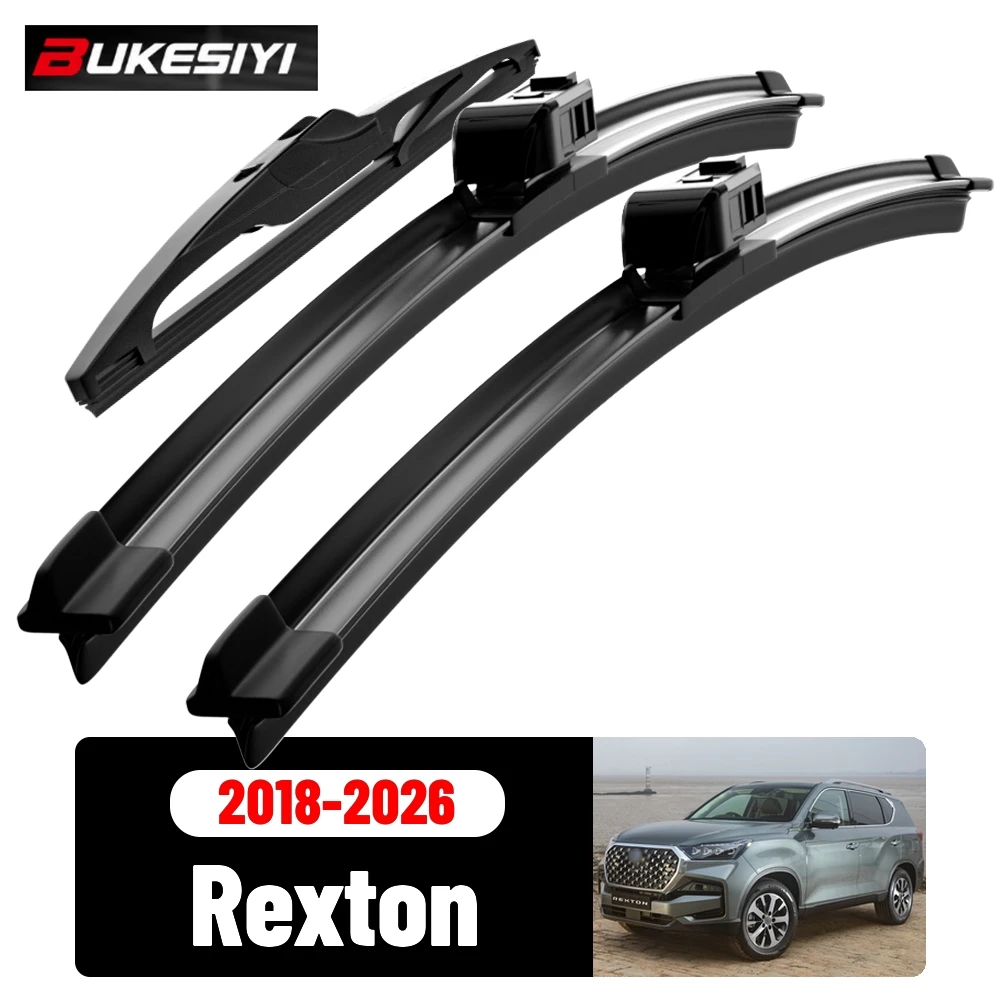Front & Rear Wiper Blades Set For Ssangyong Rexton 2018-2026 2019 2020 2021 2022 Silent Windscreen Wipers Accessories 26