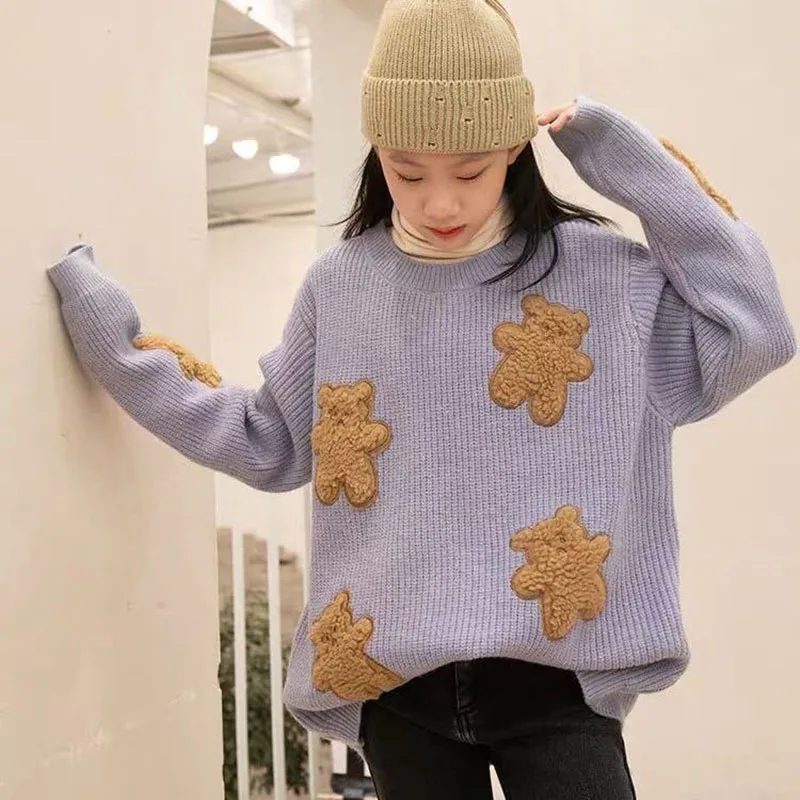 Sweater Pullover Bear Stereoscopic Graphics Kawaii Loose sweet Long sleeve Women\'s sweater Korean fashion Winter clothes women