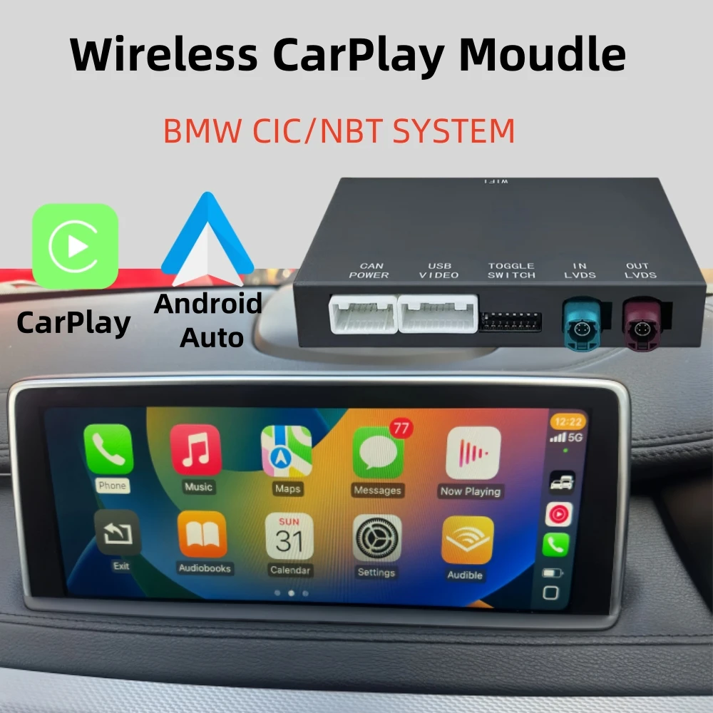 وحدة CarPlay وAndroid اللاسلكية لسيارات BMW 1 2 3 4 5 6 7 X1 X3 X5 NBT CIC AirPlay Mirror-Link Car Play Retrofit Module #1