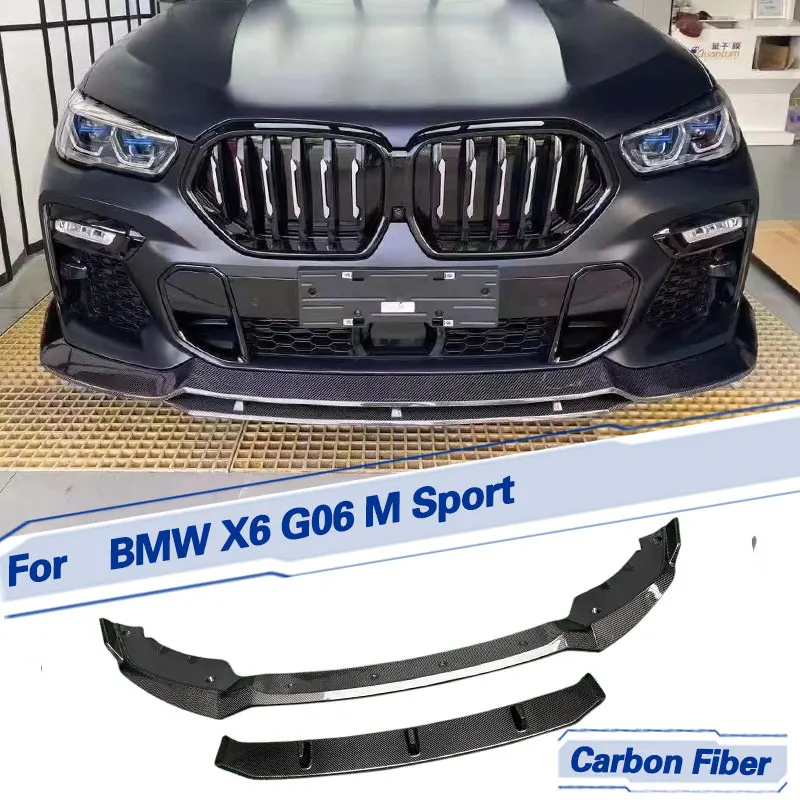 

Car Front Bumper Lip Spoiler Carbon Fiber for BMW X6 G06 M Sport Utility 4-Door 2020-2022 Racing Front Lip Chin Apron Body Kits