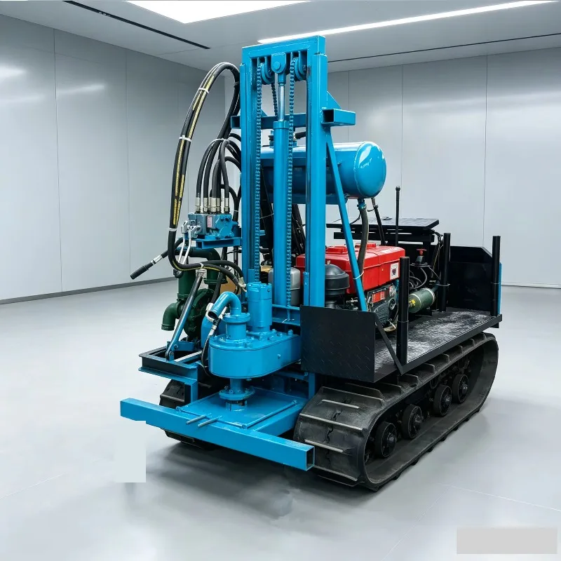 Mini Crawler Mounted Diesel Hydraulic Water Well Drilling Rig 150m Deep Portable Borehole Rig for Home Water Supply