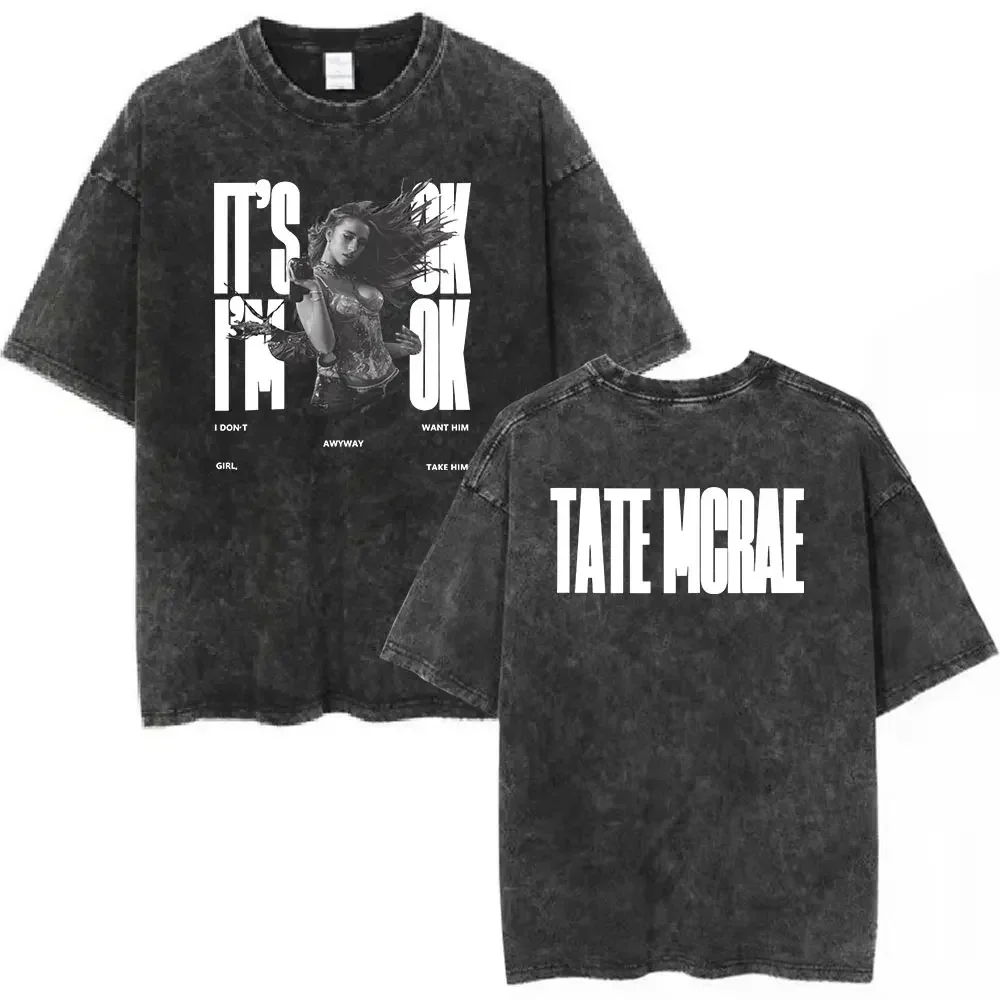 Vintage Washed Tate McRae Miss Possessive World Tour 2025 T-Shirts Men Women Women Harajuku O-Neck Short Sleeve T Shirt Cotton T