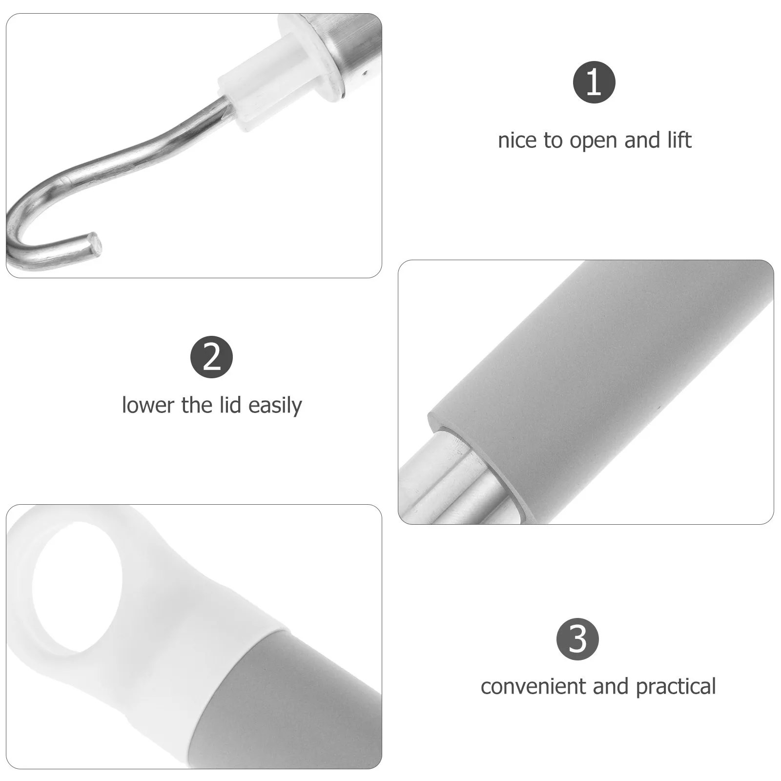 

Squat Toilet Lid Hook Rod Ergonomic Handle Squatting Toilet Cover Lifter Durable ABS Stainless Steel Bathroom Accessory