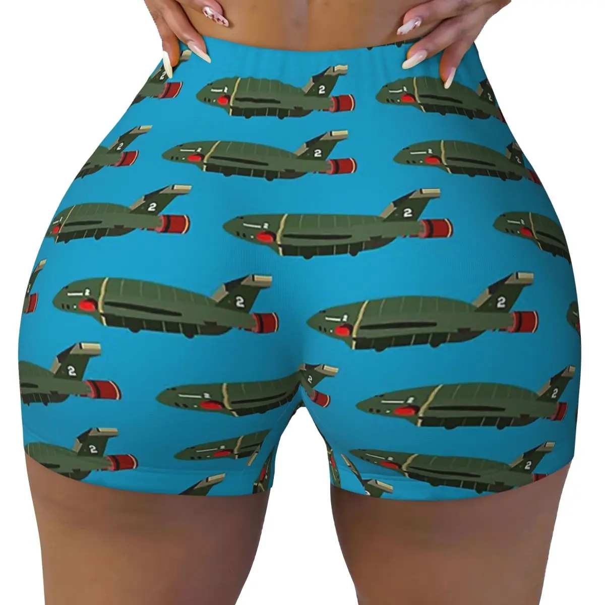 Thunderbird 2 Aircraft Thunderbirds TV Series Virgil Tracy Women Gym Workout Running Shorts Athletic  Biker Yoga Shorts