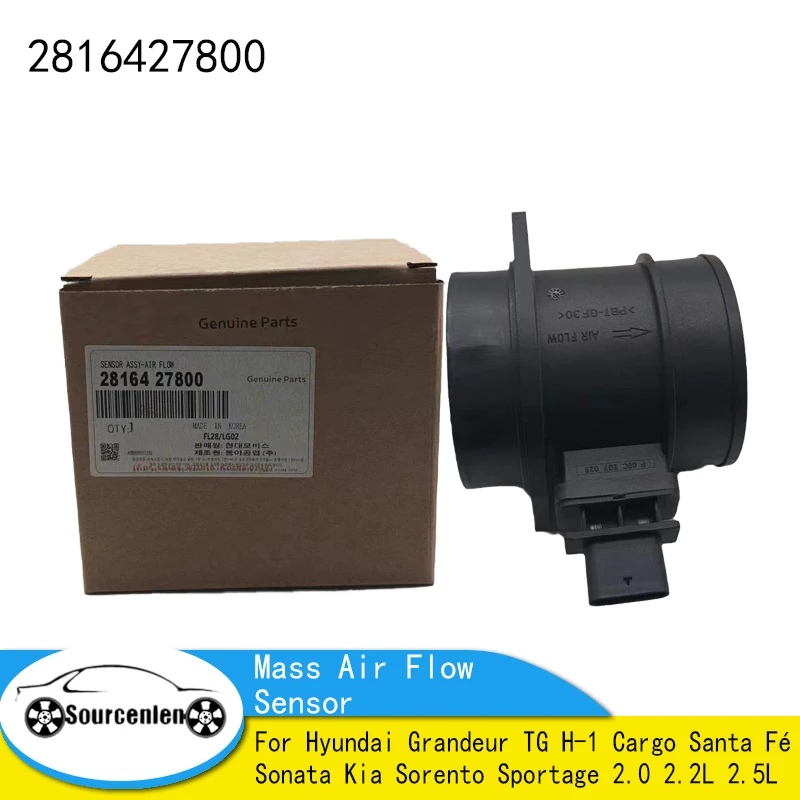 Original Mass Air Flow Sensor 2816427800 For Hyundai Grandeur TG H-1 Cargo Santa Fé Sonata Kia Sorento Sportage 2.0 2.2L 2.5L