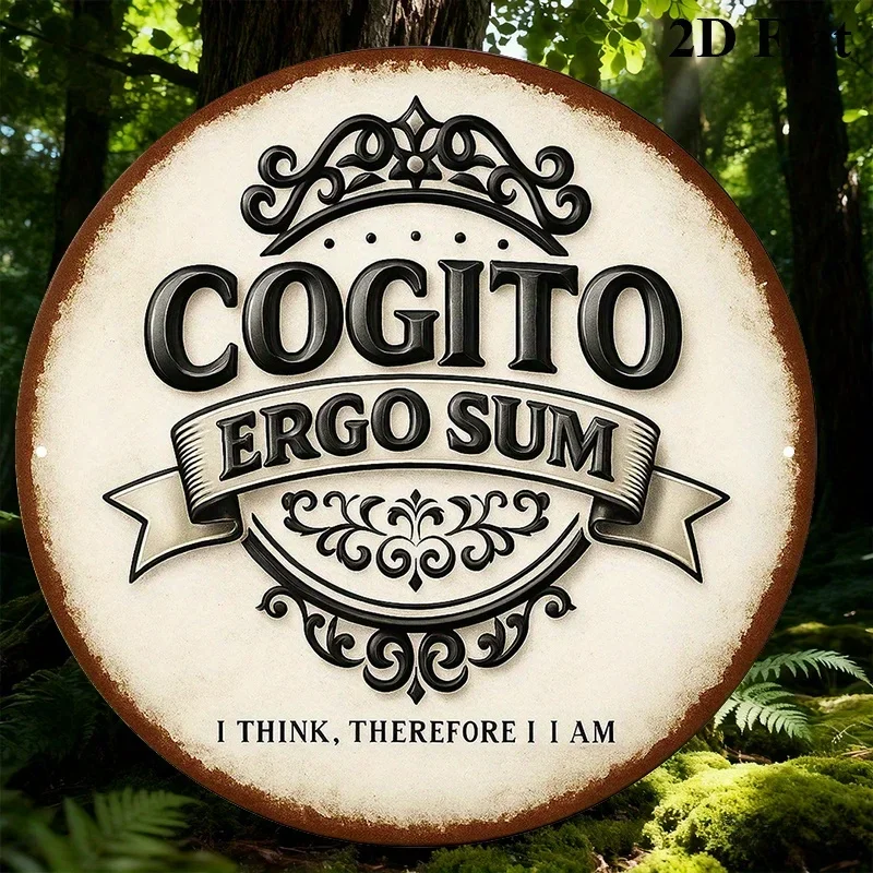 2D Flat, 1pc Round Vintage Latin Wall Sign 