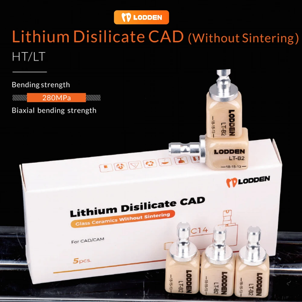 5/10PCS Lodden Dental Lithium Disilicate Without Sintering Class Ceramics Block LT/HT CAD CAM Sirona Cerec Milling Materials