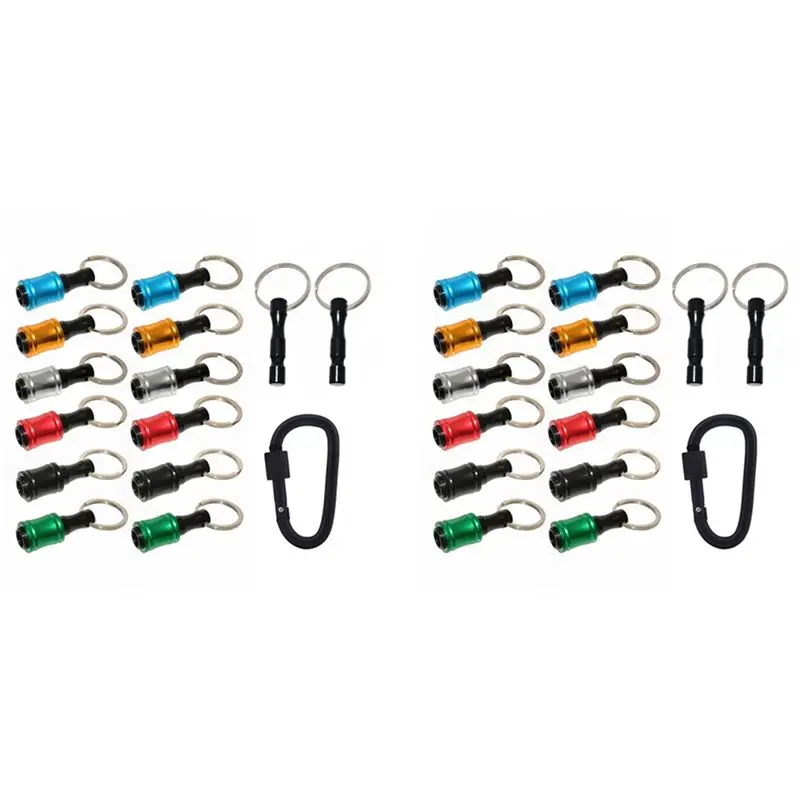 Y42A-24Pieces 1/4 Inch Hex Shank Bits Holder Keychian, Keychain Extension Bar Screwdriver Bit Holder Socket Adapter